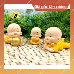 Bộ 3 tượng chú tiểu Tiên Đồng Tài Lộc Phúc Đức (Hình Thật - Video Thật)