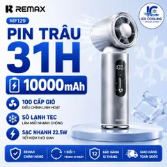[ Nhập Khẩu]Quạt Cầm Tay REMAX MF129 Chính Hãng 10000mAh – kiêm sạc dự phòng,100 Cấp Gió, Sạc Nhanh 22.5W, Có Sò Lạnh