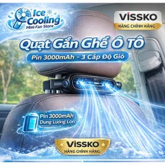 [Siêu sale]New 2026-Quạt gắn ghế ô tô Vissko 3000mAh – Quạt làm mát ghế sau xe hơi –3 cấp gió – Quạt mini turbo cho ô tô