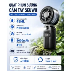 Quạt cầm tay Phun Sương SEUWU 8000mAh , 5 Chế Độ Gió, Bình Nước 45ml, Bảo Hành 6 Tháng
