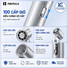 [ Nhập Khẩu]Quạt Cầm Tay REMAX MF129 Chính Hãng 10000mAh – kiêm sạc dự phòng,100 Cấp Gió, Sạc Nhanh 22.5W, Có Sò Lạnh