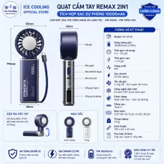[Nhập Khẩu]Chính Hãng REMAX Quạt Cầm Tay mini có Sò Lạnh pin 10.000mAh - kiêm sạc dự phòng!