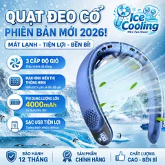 {Flash Sale}ICECOOLING-Quạt đeo cổ 4000mAh -Quạt mini không cánh 3 cấp gió – Quạt làm mát đeo cổ pin trâu, màn hình LED