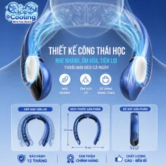 {Flash Sale}ICECOOLING-Quạt đeo cổ 4000mAh -Quạt mini không cánh 3 cấp gió – Quạt làm mát đeo cổ pin trâu, màn hình LED