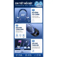 {Flash Sale}ICECOOLING-Quạt đeo cổ 4000mAh -Quạt mini không cánh 3 cấp gió – Quạt làm mát đeo cổ pin trâu, màn hình LED