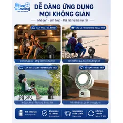 [ F05 ] Quạt Mini Tuần Hoàn Không Khí 4.000mAh Có Đèn LED – Quạt Để Bàn, Xoay 360°, Màn Hình Hiển Thị Pin