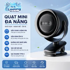 [ GF15-J ]Quạt Kẹp Mini 4in1-Pin 20.000mAh 2026, Xoay 720°, Siêu Êm, Để Bàn/Kẹp/Treo,Chip Ai,CE,FCC,RoHs.