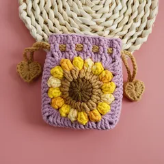 Túi len dây rút handmade, Túi len đựng tiền tai nghe, ví nhỏ