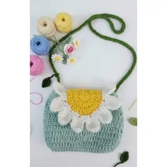Túi len handmade đeo chéo nấp hình hoa hướng dương