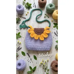 Túi len handmade đeo chéo nấp hình hoa hướng dương