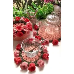 Lót ly len họa tiết hoa chuông dùng trang trí, làm quà tặng