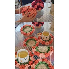 Lót ly len họa tiết hoa chuông dùng trang trí, làm quà tặng