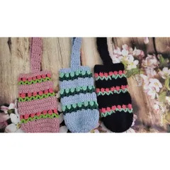Túi Đựng Bình Nước Bằng Len Móc Handmade