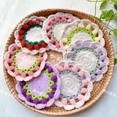 Lót Ly Len Hoa Tulip Handmade – Đế Lót Cốc Hoa Len Trang Trí Bàn