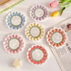 Lót Ly Len Hoa Tulip Handmade – Đế Lót Cốc Hoa Len Trang Trí Bàn