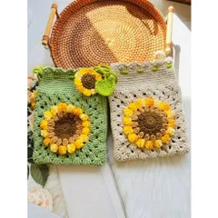 Túi len đeo chéo họa tiết hoa hướng dương