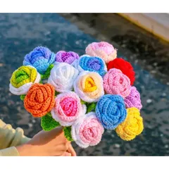 Hoa hồng len size lớn dùng làm quà tặng, trang trí bàn làm việc