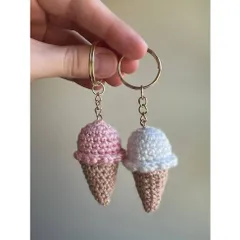 Móc khóa len cây kem treo balo, làm quà tặng