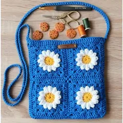 Túi len handmade đeo chéo họa tiết hoa cúc