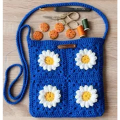 Túi len handmade đeo chéo họa tiết hoa cúc