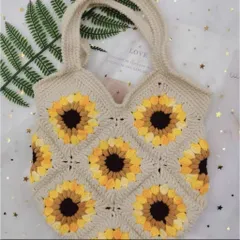 Túi Len Đeo Vai Họa Tiết Hoa Hướng Dương – Phong Cách Vintage Dễ Thương
