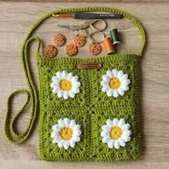 Túi len handmade đeo chéo họa tiết hoa cúc