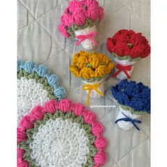 Lót ly len hoa tulip dùng làm quà tặng, trang trí bàn làm việc