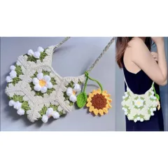 Túi Len Đeo Chéo Hình Lục Giác Bông Nổi 3D– Handmade độc đáo, phong cách vintage