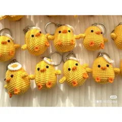 Móc khóa len vịt đội trứng ốp la dùng treo balo, làm quà tặng