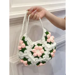 Túi Len Đeo Chéo Hình Lục Giác Bông Nổi 3D– Handmade độc đáo, phong cách vintage