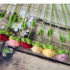 Hoa hồng len mini đan thủ công