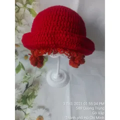 Nón len tóc giả cho bé