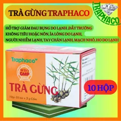 Combo 10-20 Hộp Trà Gừng Trapha hỗ trợ điều trị đau bụng, ỉa lỏng do lạnh, người nhiễm lạnh
