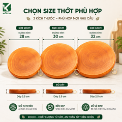 Thớt Gỗ Xà Cừ KŌCHI Tròn Nhiều Kích Thước - Dày 2.5cm - Gỗ Nguyên Tấm, Không lên dăm, Chống Nứt, Không Hóa Chất, Dụng Cụ Nhà Bếp Cao Cấp