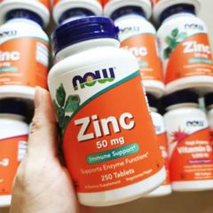 Viên uống Now Zinc 50 mg |250 viên| Nâng cao hệ miễn dịch - Hỗ trợ sức khỏe sinh sản nam giới & Chăm sóc da/móng/tóc toàn diện [S/P Chuẩn Mỹ]