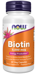 Viên uống Biotin 5000 mcg Now Foods - Hỗ trợ mọc tóc, giảm gãy rụng, làm đẹp da và móng, 60 viên nang Mỹ