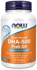 Viên uống bổ não DHA 500 Now Foods - Hỗ trợ tăng cường trí nhớ và sức khỏe não bộ cho người lớn, lọ 90 viên