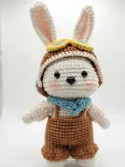 Móc khóa len handmade thỏ phi công, cún xám đáng yêu
