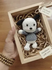 Móc khóa len handmade thỏ phi công, cún xám đáng yêu