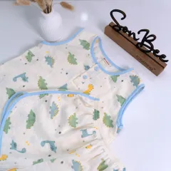 Bộ sát nách bé trai SONBEE chất xô muslin, bộ bé trai mùa hè, thoáng mát, size từ 10-26kg