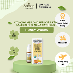 Xịt Họng Keo Hữu Cơ HoneyWorks Kids 30ml - Giảm Ho, Đau Họng Cho Bé Từ 1 Tuổi - Tăng Cường Miễn Dịch