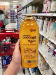 (HÀNG CHÍNH HÃNG MỸ) SỮA TẮM TẨY TBC OGX BEAUTY SMOOTHING COCONUT COFFEE SCUB & WASH 577ML
