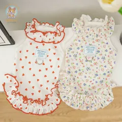 Váy hoa nhí cổ bèo (Tặng kẹp nơ) cho thú cưng - Áo, váy cho chó mèo, thú cưng - Ziềng iu Petshop