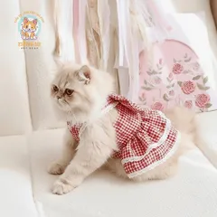 Váy Red Velvet đỏ nơ tầng (Tặng kẹp nơ) - Áo, váy cho chó mèo, thú cưng - Ziềng iu Petshop
