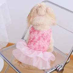 Váy Nàng Thơ Pink Rosette (Tặng kẹp nơ xinh) - Áo, váy cho chó mèo, thú cưng - Ziềng iu Petshop