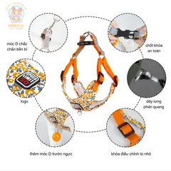 Dây dắt Yếm Hoa Nhí- Dây dắt cho chó mèo, dây dắt thú cưng - Ziềng iu Petshop