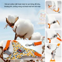 Dây dắt Yếm Hoa Nhí- Dây dắt cho chó mèo, dây dắt thú cưng - Ziềng iu Petshop
