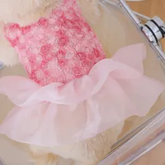 Váy Nàng Thơ Pink Rosette (Tặng kẹp nơ xinh) - Áo, váy cho chó mèo, thú cưng - Ziềng iu Petshop