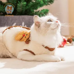 Áo Gile lông thỏ Christmas (Tặng kẹp nơ) cho thú cưng - Áo, váy cho chó mèo, thú cưng - Ziềng iu Petshop