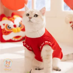 Áo Len Thần Tài Nhí (Tặng kẹp nơ) cho thú cưng - Áo, váy cho chó mèo, thú cưng - Ziềng iu Petshop